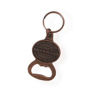 copper sherwood logo bottle opener keychain