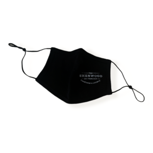 black sherwood logo face mask
